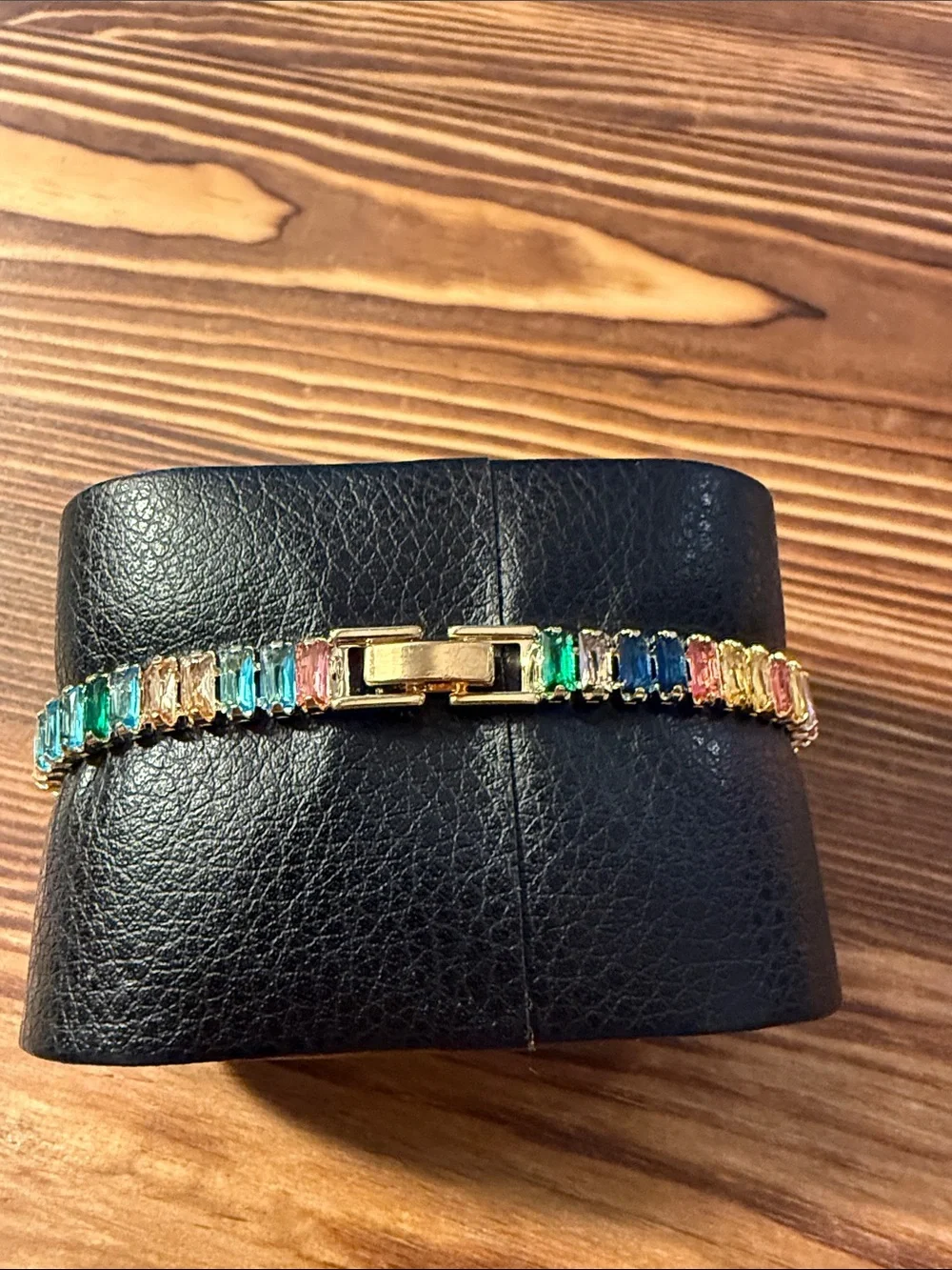 Gold Plated Multicolor Crystal Flower Tennis Bracelet - Women Jewelry